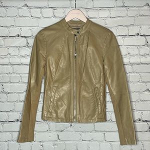 Express Womans moto leather jacket cream/tan size XS